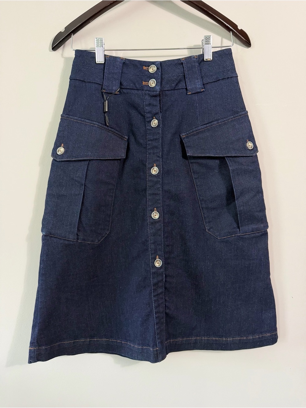 Massimo Dutti Button-Front Utility Denim Skirt
